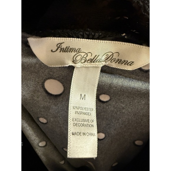 Intima Bella‎ Donna PJ Set Black With Pink Polka Dots Women's Size Medium - Picture 6 of 7